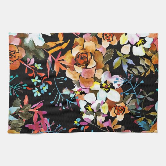 Aesthetische florale anoranje theedoek (Horizontaal)