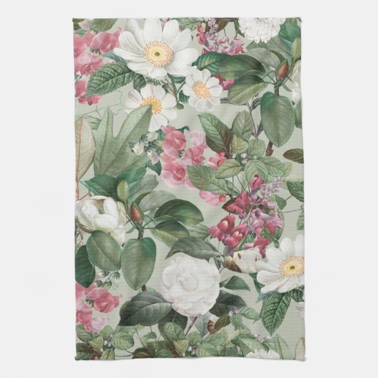 Aesthetische florale anoranje theedoek (Verticaal)