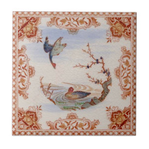 Aesthetische Franse transferware met Deense Repro Tegeltje