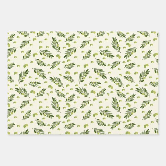Aesthetische groene olijfolie bladeren inpakpapier vel (Voorkant)