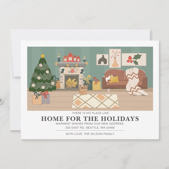 Aesthetische Holiday Home Weve Moved Holiday Kaart (Voorkant)