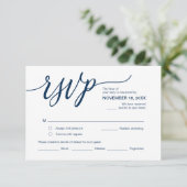 Aesthetische marineblauw, Birthday Party RSVP, rea Informatiekaartje (Staand voorkant)