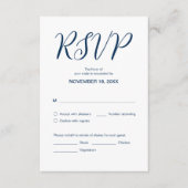 Aesthetische marineblauw, weddenschap met RSVP, re Informatiekaartje (Voorkant)