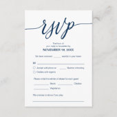 Aesthetische marineblauw, weddenschap met RSVP, re Informatiekaartje (Voorkant)