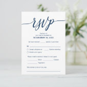 Aesthetische marineblauw, weddenschap met RSVP, re Informatiekaartje (Staand voorkant)