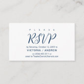 Aesthetische Navy Blue font, Wedding RSVP-reactie Informatiekaartje (Voorkant)