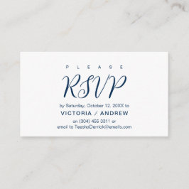 Aesthetische Navy Blue font, Wedding RSVP-reactie Informatiekaartje