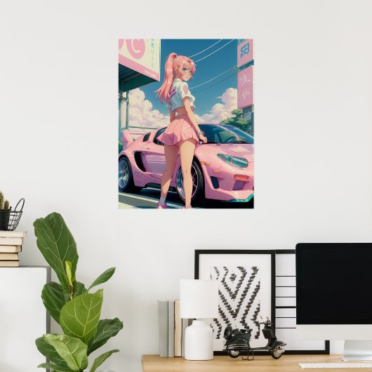 Aesthetische pasta roze meiselvormer poster (Thuiskantoor)