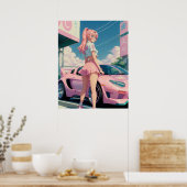 Aesthetische pasta roze meiselvormer poster (Keuken)