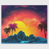 Aesthetische retro futuristisch strandontwerp 80 cadeaupapier (Vlak)