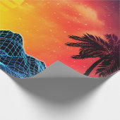 Aesthetische retro futuristisch strandontwerp 80 cadeaupapier (Hoek)