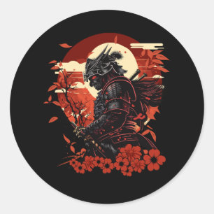 Aesthetische  Samurai Japanse Kunst Samurai Ret Ronde Sticker