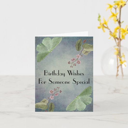 Aesthetische  stijl Grote Emerald Moth  Kaart (Gele Bloem)