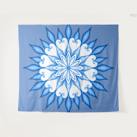 Aesthetische wandkunst wit en blauw Mandala Wandkleed (Voorkant (horizontaal))