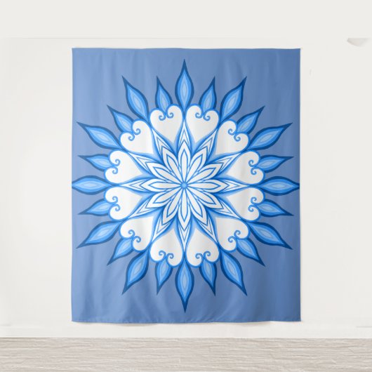Aesthetische wandkunst wit en blauw Mandala Wandkleed (Voorkant)