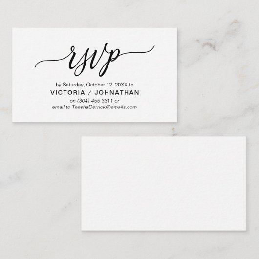 Aesthetische zwarte doopvont, partijdiner RSVP ant Informatiekaartje (Voorkant / Achterkant)