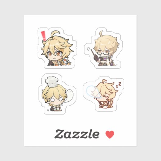 Aether Genshin Impact 4 stuks stickerblad Extra P Sticker (Vel)