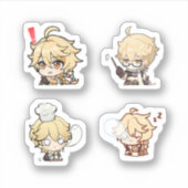 Aether Genshin Impact 4 stuks stickerblad Extra P Sticker (Voorkant)