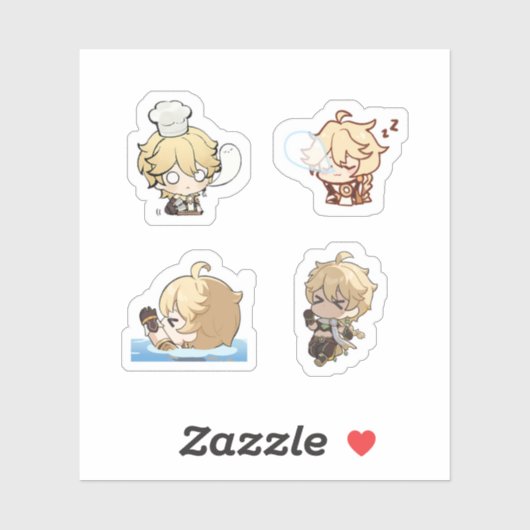 Aether Genshin Impact 4 stuks stickerblad Extra P Sticker (Vel)