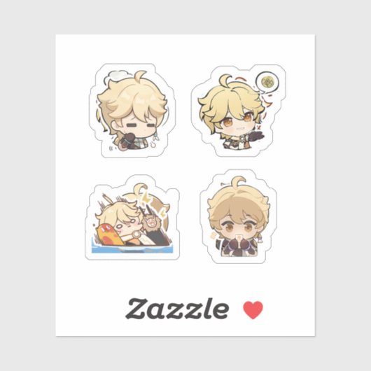 Aether Genshin Impact 4 stuks stickerblad Extra P Sticker (Vel)