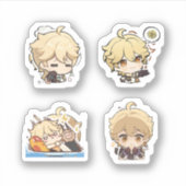 Aether Genshin Impact 4 stuks stickerblad Extra P Sticker (Voorkant)