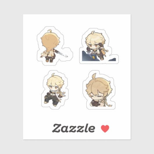 Aether Genshin Impact 4 stuks stickerblad Extra  Sticker (Vel)