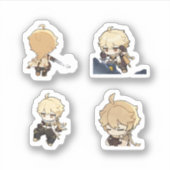 Aether Genshin Impact 4 stuks stickerblad Extra  Sticker (Voorkant)