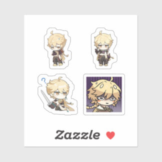 Aether Genshin Impact 4 stuks stickerblad Extra Sticker