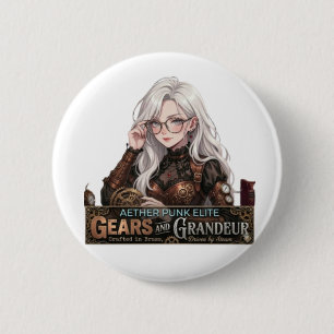 Aether Punk Elite Steampunk Anime Meisje Versnelli Ronde Button 5,7 Cm
