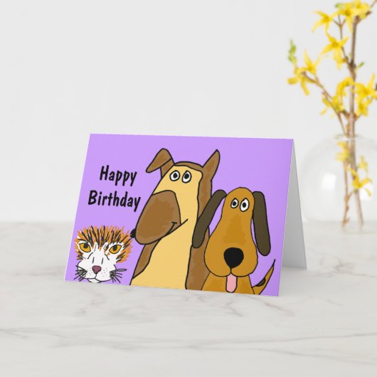 AF- de Kaart van de Verjaardag van katten en van (Gele Bloem)