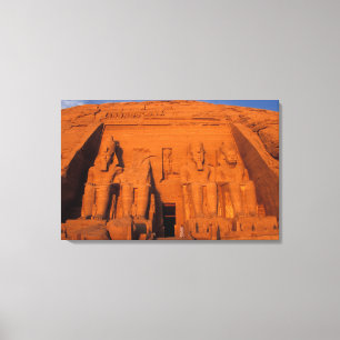 AF, Egypte, Abu Simbel. Gevel bij zonsondergang, G Canvas Afdruk