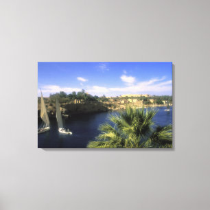 AF, Egypte, Boven-Egypte, Aswan. Rivier Nijl, Canvas Afdruk