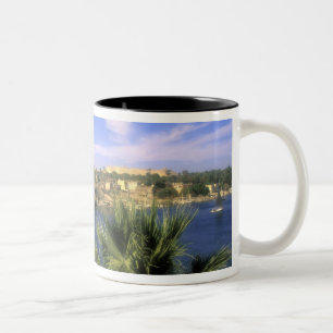 AF, Egypte, Boven-Egypte, Aswan. Rivier Nijl, Tweekleurige Koffiemok