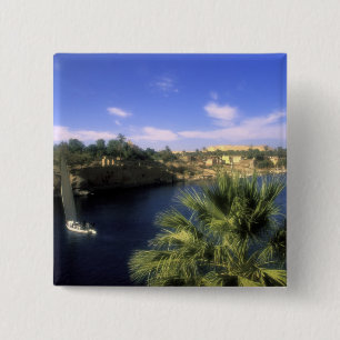 AF, Egypte, Boven-Egypte, Aswan. Rivier Nijl, Vierkante Button 5,1 Cm