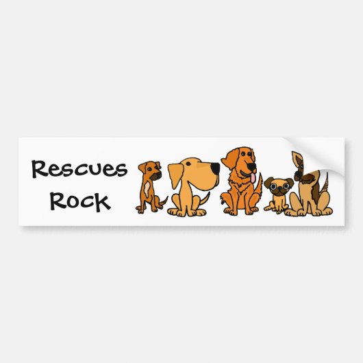 AF- Funny Rescue Dogs Group Cartoon Bumpersticker (Voorkant)