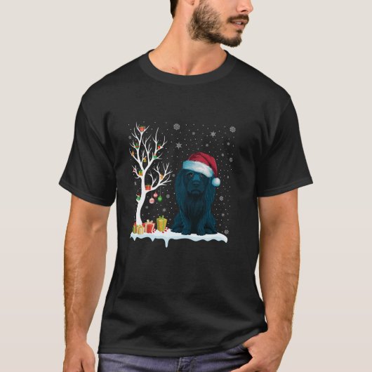 Afador Hond Kerstman Hoed Feestelijke Boom Licht K T-shirt (Voorkant)