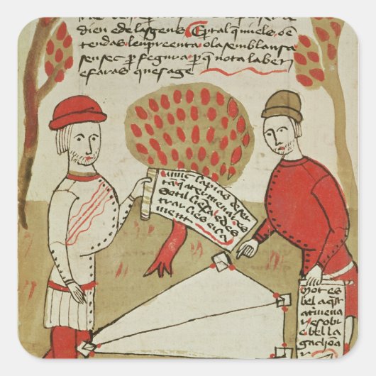 Afbakening van grond uit "Traite d'Arpentage" Vierkante Sticker (Voorkant)