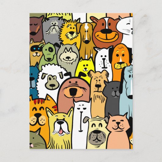 Afbeeldende katten en honden briefkaart (Voorkant)