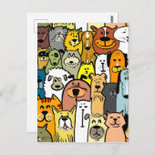 Afbeeldende katten en honden briefkaart (Voorkant / Achterkant)