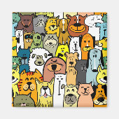 Afbeeldende katten en honden magneet (Voorkant)