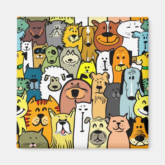 Afbeeldende katten en honden magneet (Voorkant)