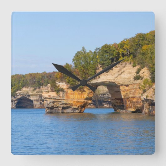 Afbeeldende Rocks Lakeshore-klok Vierkante Klok (Voorkant)