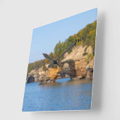 Afbeeldende Rocks Lakeshore-klok Vierkante Klok (Hoek)