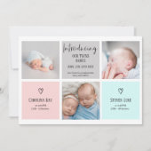 Afbeelding 3 Fotocollage baby tweeling geboorte Aankondiging (Voorkant)