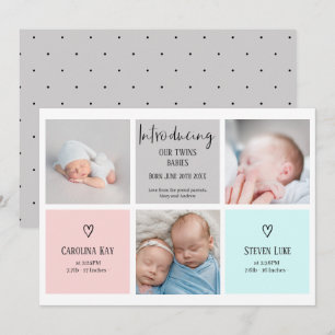 Afbeelding 3 Fotocollage baby tweeling geboorte Aankondiging
