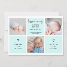 Afbeelding 3 Fotocollage blauwe baby tweeling gebo Aankondiging