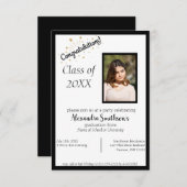 Afbeelding Afstuderen Uitnodiging in zwart (Voorkant / Achterkant)