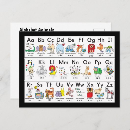 Afbeelding Alfabet Animals Briefkaart (Voorkant / Achterkant)