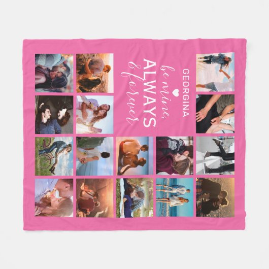 Afbeelding altijd roze en altijd kleuren fleece deken (Voorkant (Horizontaal))