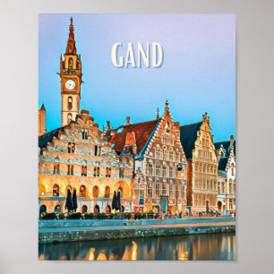 Afbeelding België Gand Photo Vintage Poster